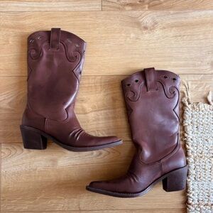 Boots Brown Leather Heeled Boots